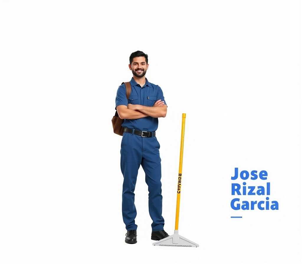 Professional cleaner Jose Rizal Garcia in uniform