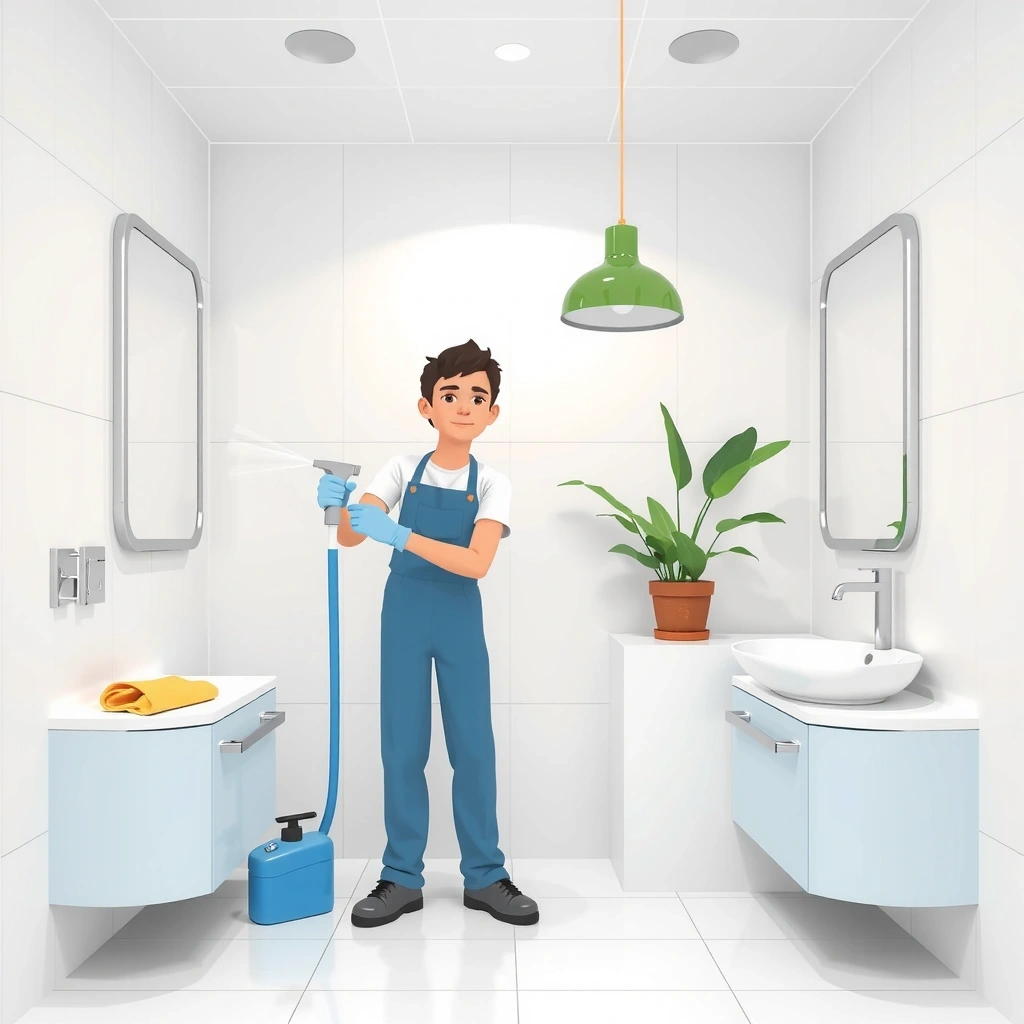 Bathroom specialist cleaning showing sparkling clean tiles and fixtures