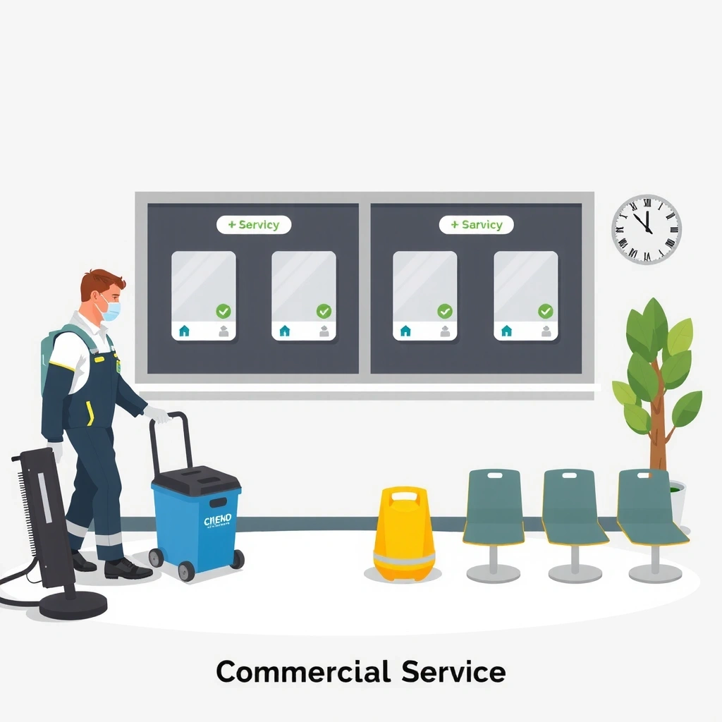 Commercial space disinfection service showing professional sanitization equipment