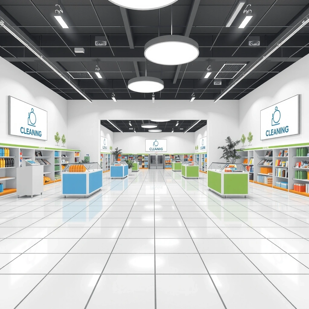 Retail space cleaning showing a clean, inviting shopping environment