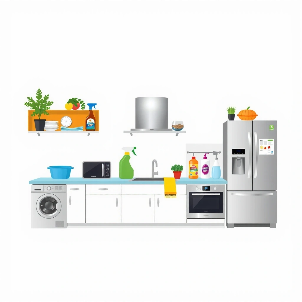 Specialized kitchen cleaning service showing sparkling clean countertops and appliances